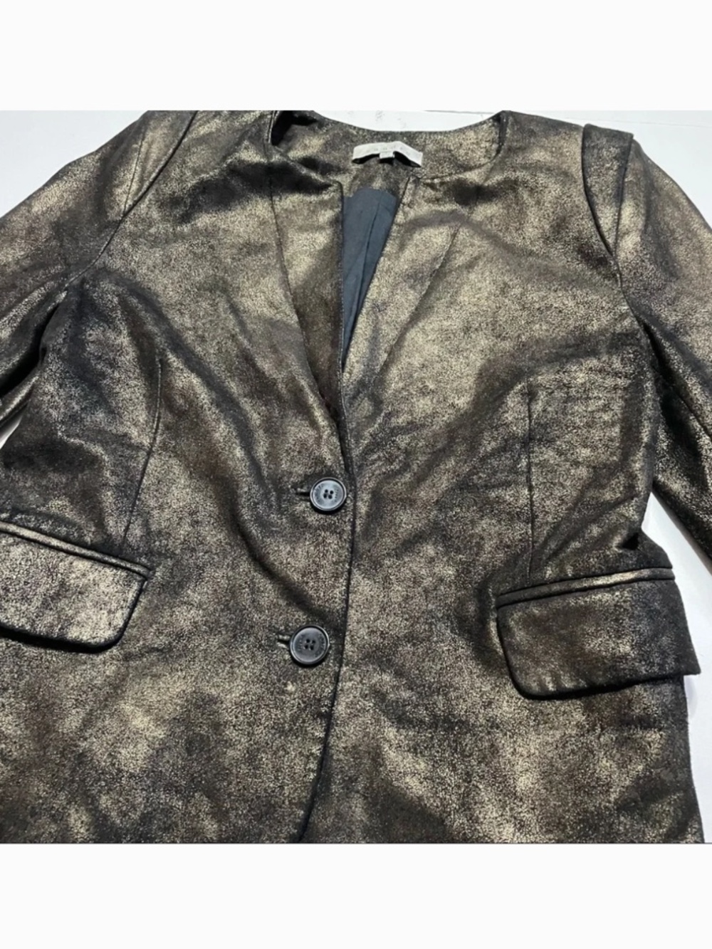 Sandro Gold Goat Leather Jacket, size 1 (small) - Picture 5 of 5